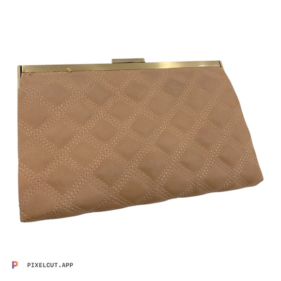 Good condition Rachel Roy quilted tan clutch - Picture 3 of 3